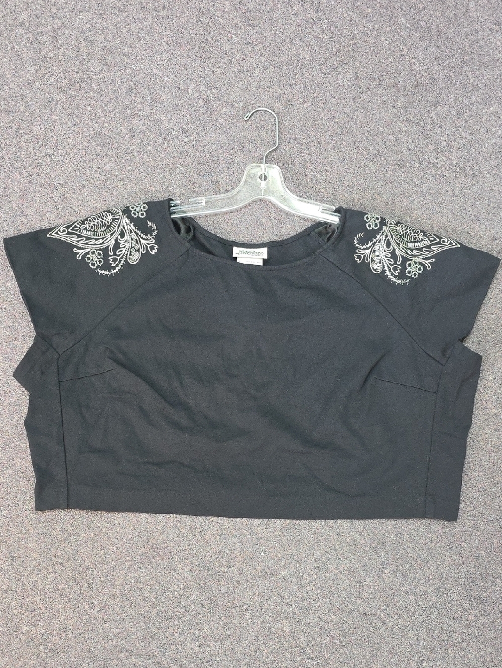 Lela Rose Crop Top With Beaded & Embroidered Shoulders 24